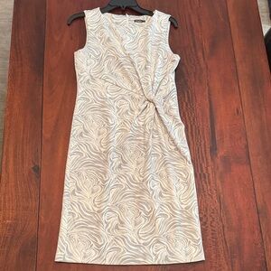J. McLaughlin Cream and Gray Swirl Midi Dress